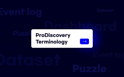 ProDiscovery Terminology: Event log, Dataset, Dashboard, Puzzle